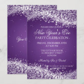 Elegant New Years ve Sparkelve Paars Kaart (Voorkant / Achterkant)