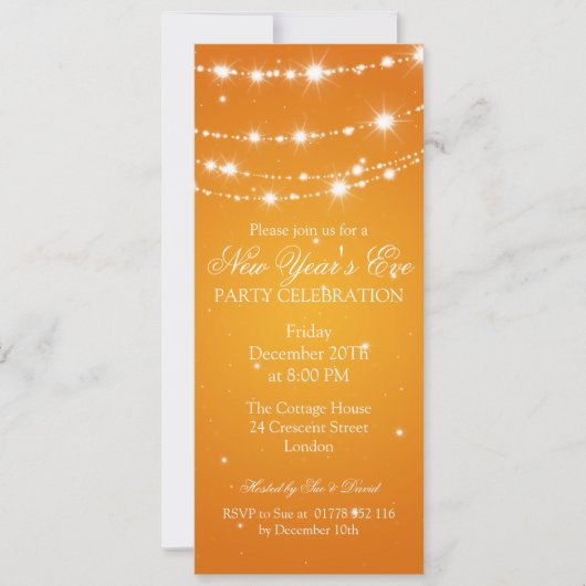 Elegant New Years ve Sparking Chain Oranje Kaart (Voorkant)