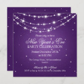 Elegant New Years ve Sparking Chain Paars Kaart (Voorkant / Achterkant)