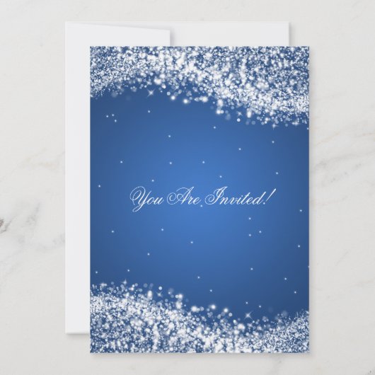 Elegant New Years ve Sparking Wave Blue Kaart (Achterkant)