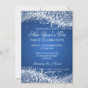Elegant New Years ve Sparking Wave Blue Kaart