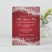 Elegant New Years ve Sparking Wave Red Kaart (Staand voorkant)