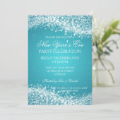 Elegant New Years ve Sparking Wave Turquoise Kaart (Staand voorkant)