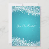 Elegant New Years ve Sparking Wave Turquoise Kaart (Achterkant)