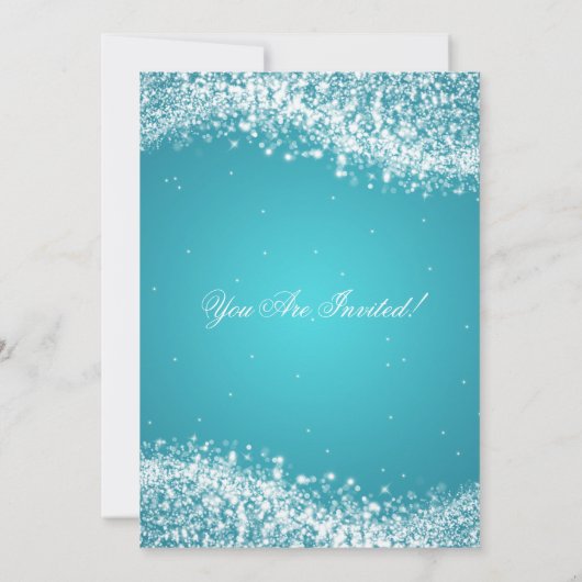 Elegant New Years ve Sparking Wave Turquoise Kaart (Achterkant)