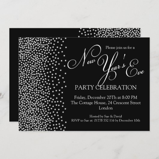 Elegant New Years ve Sparkle Black Kaart (Voorkant / Achterkant)