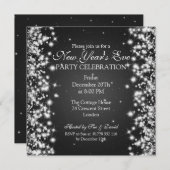 Elegant New Years ve Winter Sparkle Black Kaart (Voorkant / Achterkant)