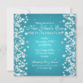 Elegant New Years ve Winter Sparkle Blue Kaart (Voorkant)