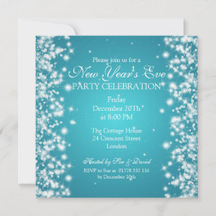 Elegant New Years ve Winter Sparkle Blue Kaart