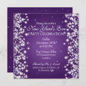 Elegant New Years ve Winter Sparkle Paars Kaart (Voorkant / Achterkant)