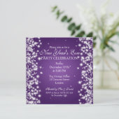 Elegant New Years ve Winter Sparkle Paars Kaart (Staand voorkant)