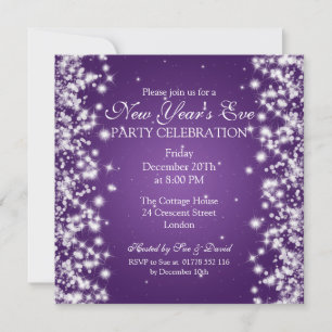 Elegant New Years ve Winter Sparkle Paars Kaart