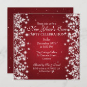 Elegant New Years ve Winter Sparkle Red Kaart (Voorkant / Achterkant)