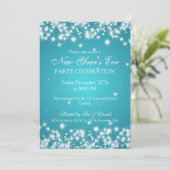 Elegant New Years ve Winter Sparkle Turquoise Kaart (Staand voorkant)