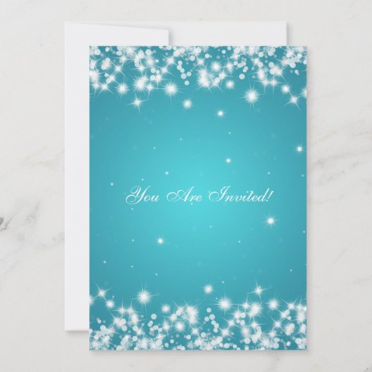 Elegant New Years ve Winter Sparkle Turquoise Kaart (Achterkant)