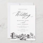 Elegant New York City Calligraphy Chic Wedding Kaart (Voorkant)