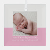 Elegant Newborn Baby Girl Foto Roze Keepomwille Glas Ornament (Achterkant)