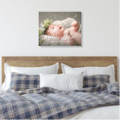 Elegant Newborn Baby Girl Nursery Birth Foto Canvas Afdruk (Insitu (Slaapkamer))