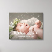 Elegant Newborn Baby Girl Nursery Birth Foto Canvas Afdruk (Voorkant)