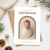 Elegant Newborn Baby's First Christmas Arch Photo Feestdagenkaart