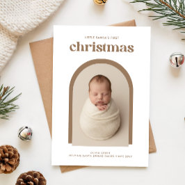 Elegant Newborn Baby's First Christmas Arch Photo Feestdagenkaart