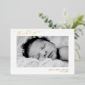 Elegant Newborn Foto Dank je geboorteaankondiging Folie Uitnodiging (Staand Voorkant)