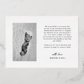 Elegant Newborn Foto Dank je geboorteaankondiging Folie Uitnodiging (Achterkant)