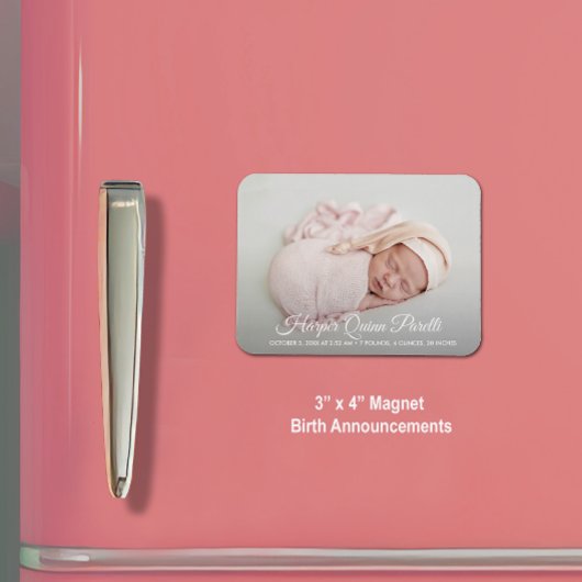 Elegant Newborn Foto geboorteaankondiging Magneet