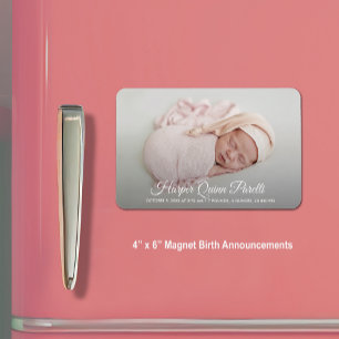 Elegant Newborn Foto geboorteaankondiging Magneet