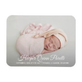 Elegant Newborn Foto geboorteaankondiging Magneet (Horizontaal)