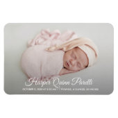 Elegant Newborn Foto geboorteaankondiging Magneet (Horizontaal)