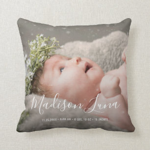 Elegant Newborn Girl Birth Nursery New Baby Foto Kussen