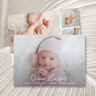 Elegant Newborn Photo Collage Birth Announements