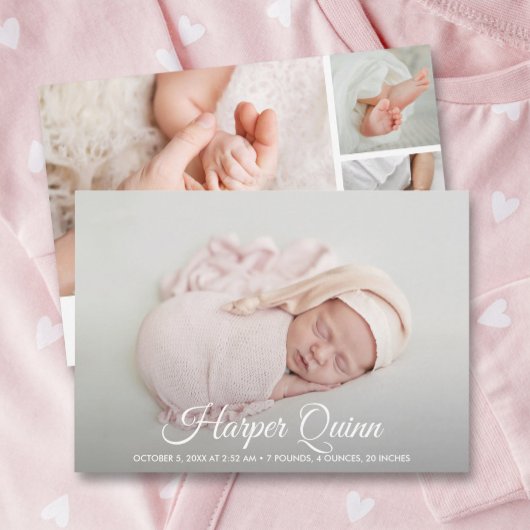Elegant Newborn Photo Collage Birth Announements