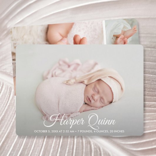 Elegant Newborn Photo Collage Birth Announements