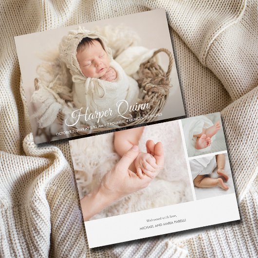 Elegant Newborn Photo Collage Birth Announements Aankondiging