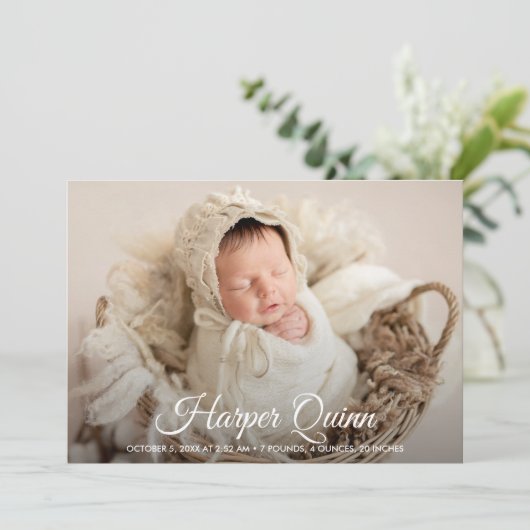Elegant Newborn Photo Collage Birth Announements Aankondiging (Staand voorkant)