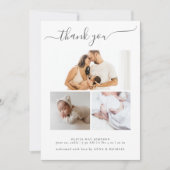 Elegant Newborn Photo Collage Birth Announements Bedankkaart (Voorkant)