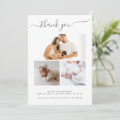 Elegant Newborn Photo Collage Birth Announements Bedankkaart (Staand voorkant)