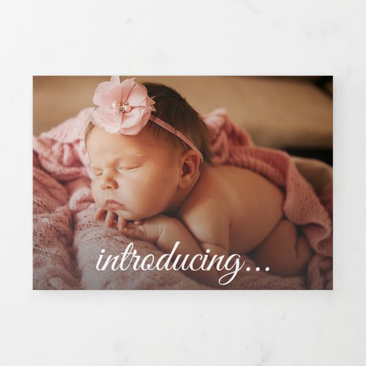Elegant Newborn Photo Collage Drieluik Aankondiging (Cover)