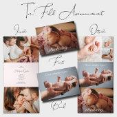 Elegant Newborn Photo Collage Drieluik Aankondiging