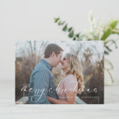 Elegant Newly Wed Script Photo Merry Kerstry Feestdagenkaart (Staand voorkant)