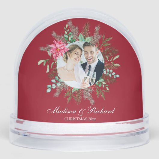 Elegant Newlywed Christmas Snow Globe Sneeuwbol (Voorkant)