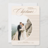 Elegant Newlywed Couple Wedding Photo Christmas Feestdagenkaart (Voorkant)