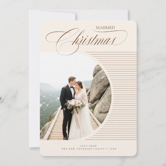 Elegant Newlywed Couple Wedding Photo Christmas Feestdagenkaart (Voorkant)