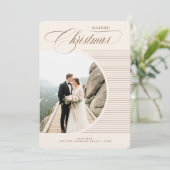 Elegant Newlywed Couple Wedding Photo Christmas Feestdagenkaart (Staand voorkant)