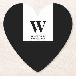 Elegant Newlywed Monogram | Black wedding Kartonnen Onderzetters
