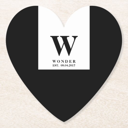 Elegant Newlywed Monogram | Black wedding Kartonnen Onderzetters (Voorkant)
