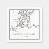 Elegant Newport Rhode Island Zwart Wit Bruiloft Servet (Voorkant)