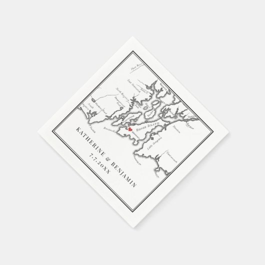 Elegant Newport Rhode Island Zwart Wit Bruiloft Servet (Hoek)